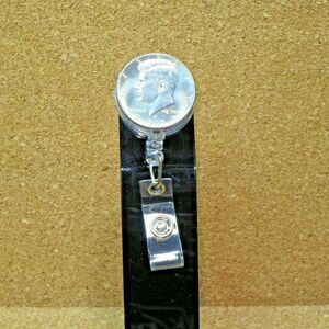 2023 Real Half Dollar John F. Kennedy Retractable ID Badge Reel for Nurses